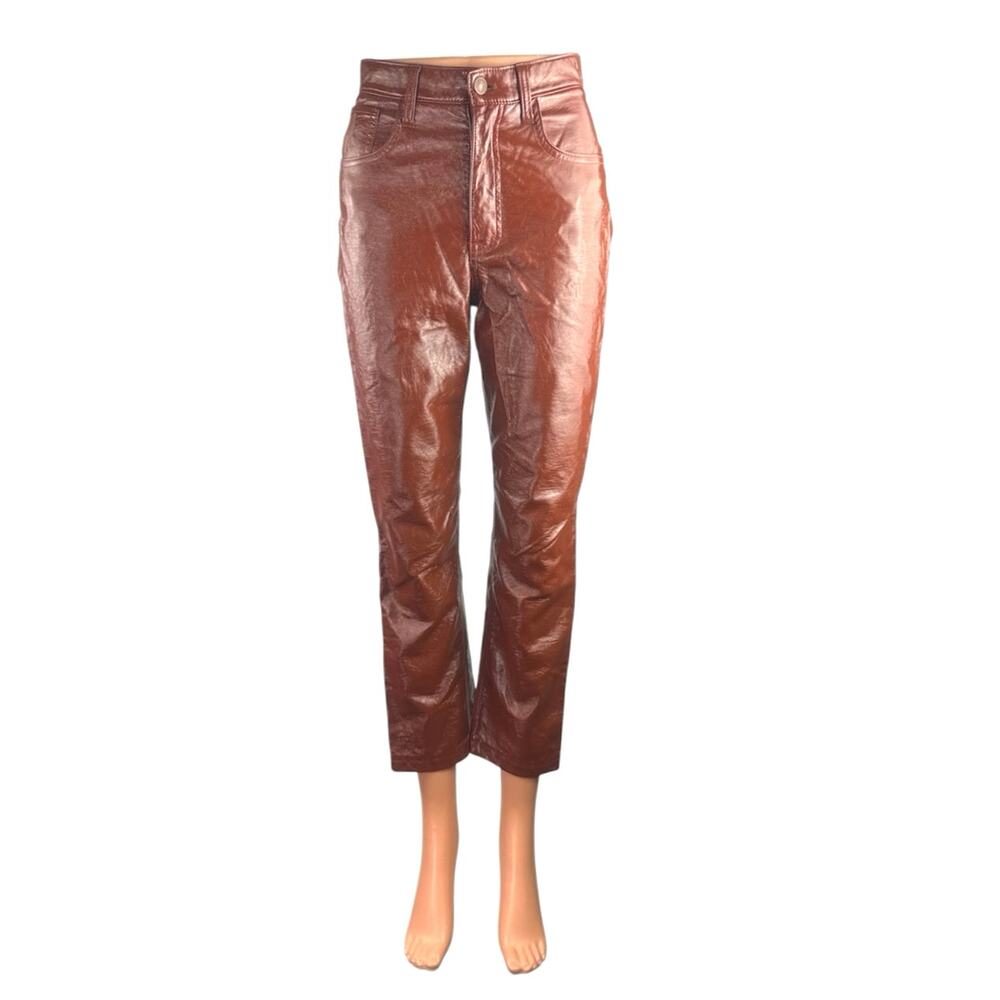 Abercrombie & Fitch Curve Love Faux Vegan Leather Straight Trousers Pants Sz 25
